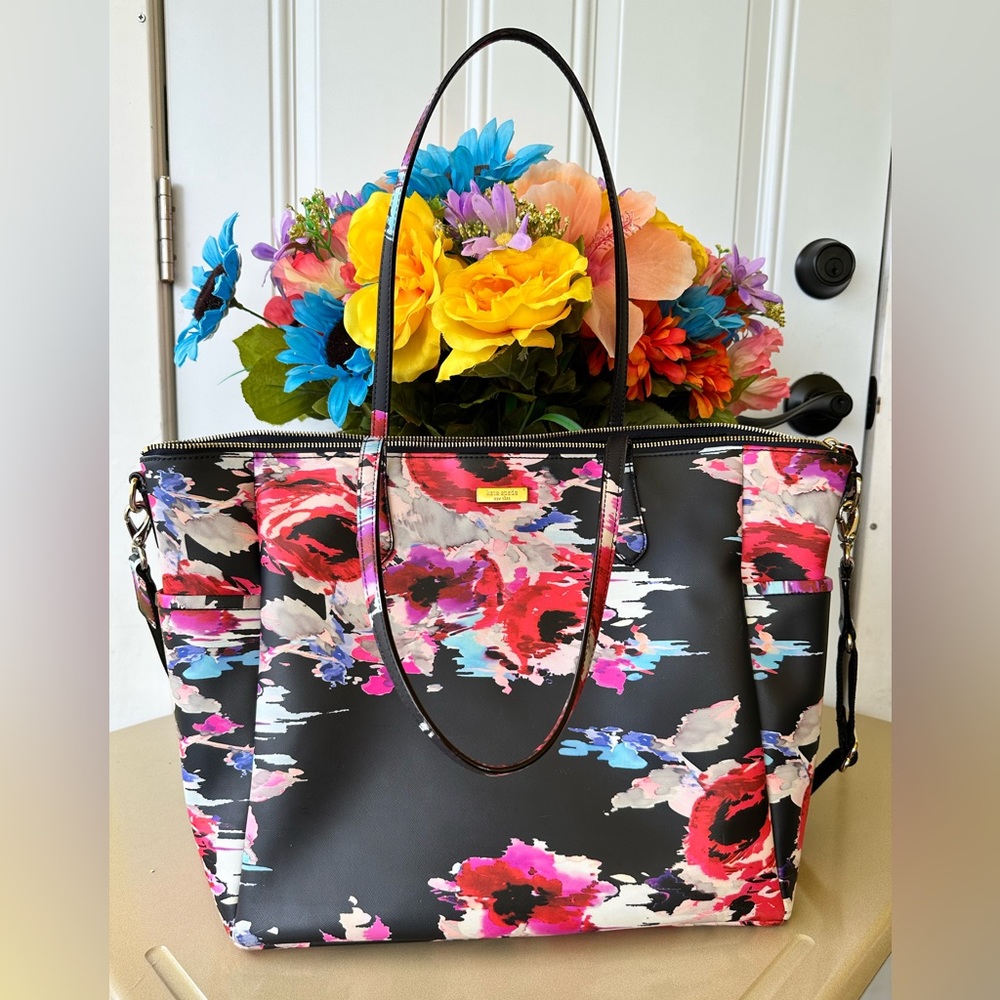 Kate Spade Adaira Diaper Bag Laurel Way Floral Print Large tote shoulder bag
